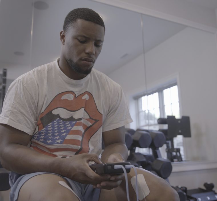 Saquon Barkley during a recovery session